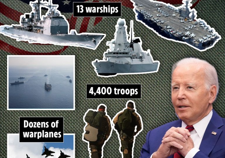 Biden to fly into Israel with vast US arsenal close at hand as 4,400 troops, 13 warships & dozens of warplanes on alert