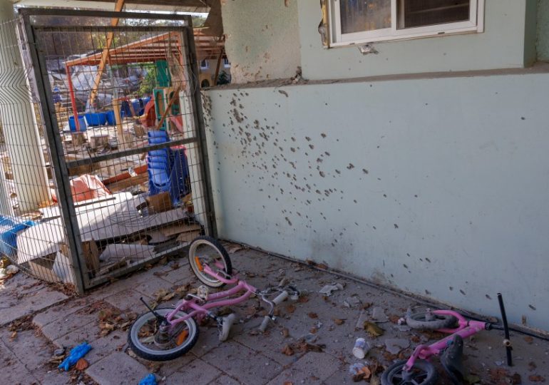 Inside Israeli nursery littered with bullets & pools of blood as soldier claims ‘many kids died here’ after Hamas attack