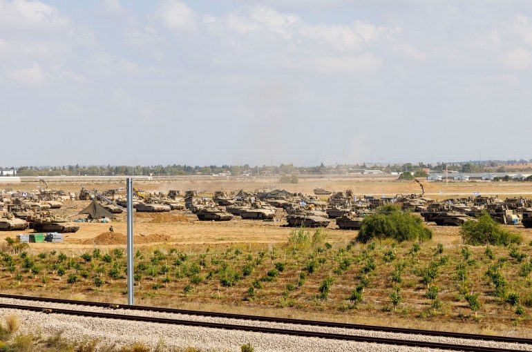 Huge column of Israeli tanks mass on Gaza border as world prepares for invasion of Hamas’ stronghold