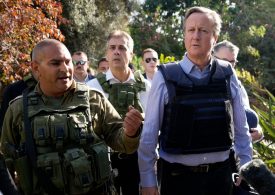 Shocked Lord Cameron demands hostages are released as he visits Israel massacre site