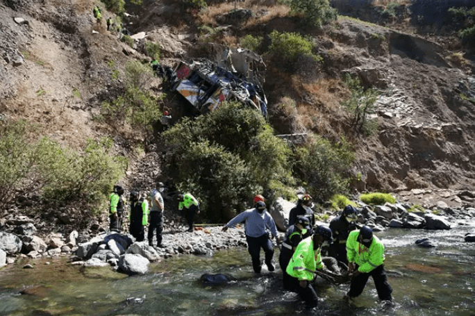 At least 23 dead as bus plummets down 1,000ft ravine after driving along crumbling clifftop road in Peru