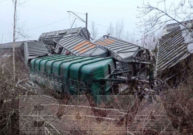 Huge blast derails Russian cargo train carrying mystery white substance in ‘Ukrainian sabotage attack’