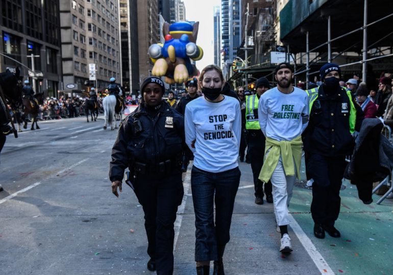 Pro-Palestinian Protesters Demonstrate at Macy’s Thanksgiving Day Parade