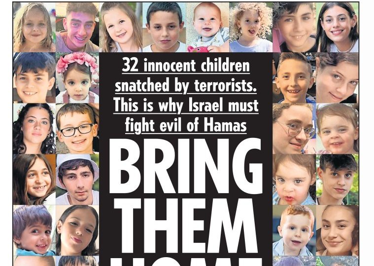 The Sun’s powerful front page calling for safe return of child hostages taken by Hamas heralded around the world