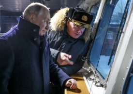 Putin oversees launch of chilling new 557ft sub armed to the teeth with nukes in first appearance since re-election bid