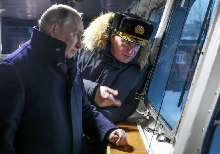 Putin oversees launch of chilling new 557ft sub armed to the teeth with nukes in first appearance since re-election bid