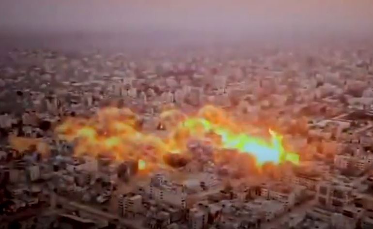 Moment huge blast wipes out Hamas terror tunnels before mushroom cloud of dust fills sky in shocking IDF footage