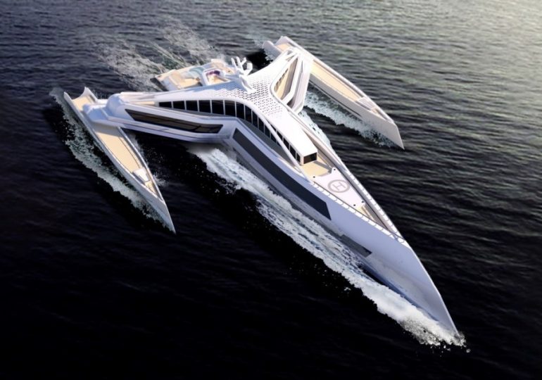 Incredible ‘gravity-defying’ 342ft superyacht shaped like Star Wars Y-Wing fighter with THREE hulls