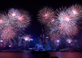 New Year’s Eve parties around the world kick off with a bang as firework displays erupt from Hong Kong to Sydney 