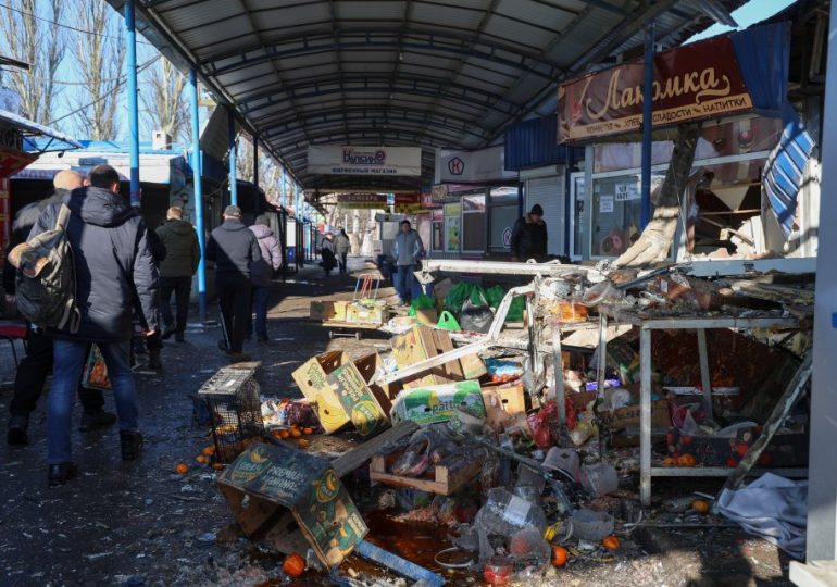 At least 27 feared dead after blast strikes shopping market in Russia-held Ukrainian city of Donetsk