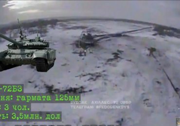 Moment Putin’s $500k T-72 tank is eviscerated by kamikaze drone sending turret flying 100ft above scarred battlefield