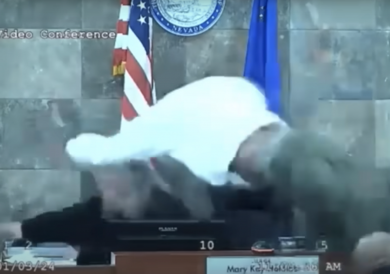 Dramatic Video Shows Man Jumping Over Bench to Attack Nevada Judge During Sentencing