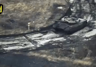 Dramatic moment Putin’s $4million T-80BVM tank is vaporised by $500 Ukrainian kamikaze drone