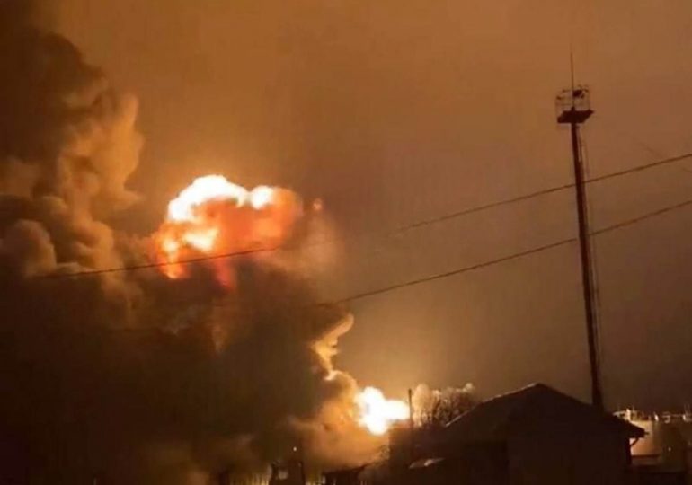 Huge explosion rips through Russian oil depot in Ukrainian drone strike in new humiliation for Putin after warship sunk