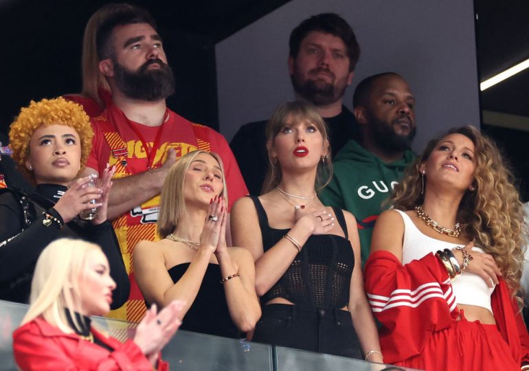 The Meme of the Super Bowl Is Taylor Swift Talking to Ice Spice and Jason Kelce