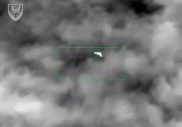 Incredible moment British-made ASRAAM homing missile blasts Putin spy drone out of the sky in fireball