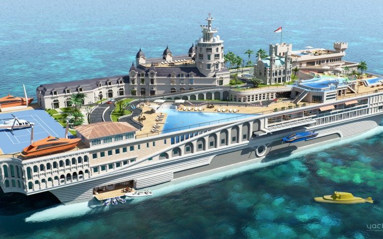 Inside manmade private island ‘The Monaco’ that can be SAILED around the world with pools, helipad & mini-submarine