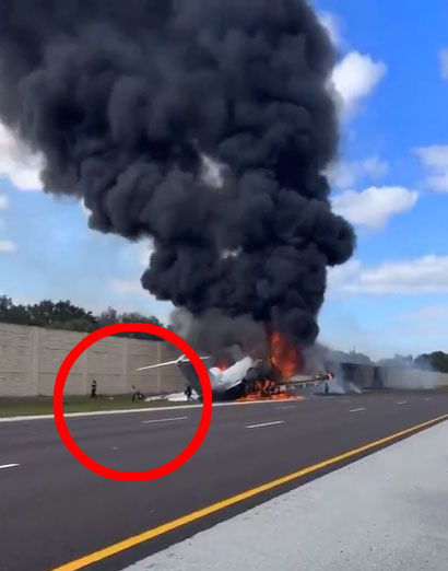 Moment survivors of fireball Florida plane crash that left two dead escape burning wreck as chilling audio revealed
