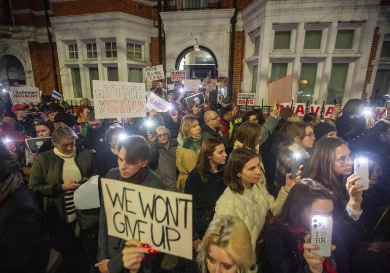 Thousands of protesters swarm Russian embassies after Biden says Putin IS responsible for ‘murder’ of Alexei Navalny