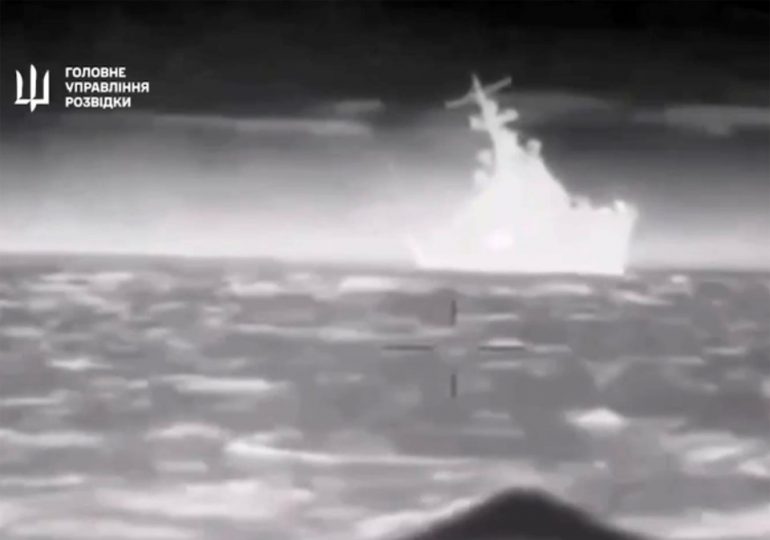 Dramatic moment £50m Putin warship with 50 sailors is blown up & ‘SUNK’ by Ukrainian kamikaze drone boats in major scalp