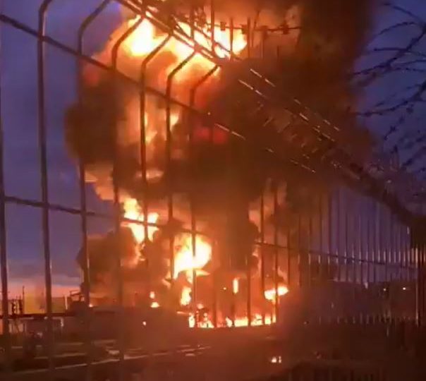 Five explosions & massive inferno rip through Russian oil depot in Ukrainian drone attack in latest blow to Putin