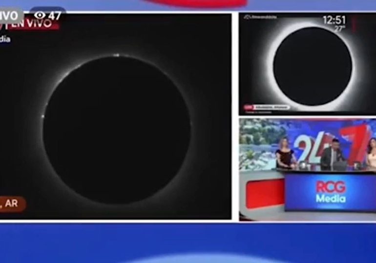 Watch awkward moment TV hosts are tricked into cutting to video of man using his testicles to eclipse the sun