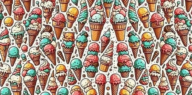 Everyone can see the ice cream cones but you have 20/20 vision if you find the cat hiding among them in five seconds