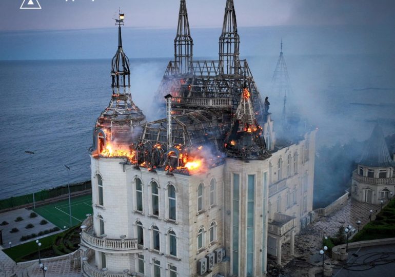 Watch shocking moment Russian cluster bombs blitz Ukraine’s ‘Harry Potter Castle’ killing 5 & injuring two kids