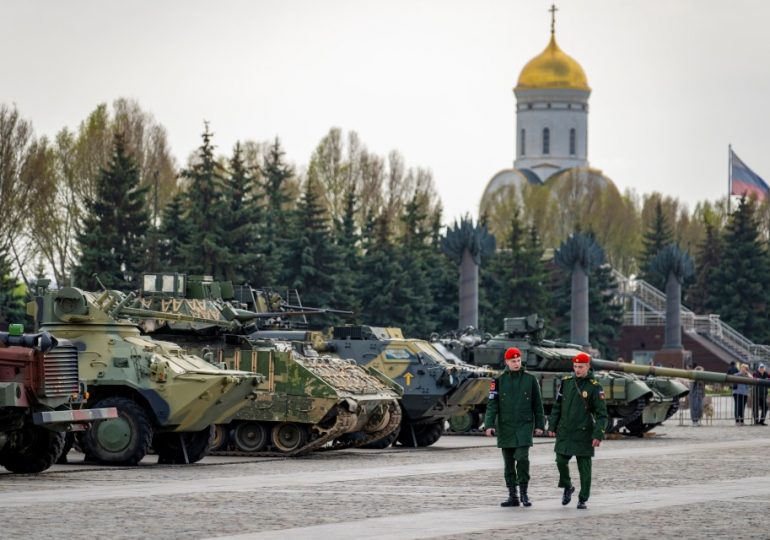 Putin parades captured British armoured cars & American tanks in Moscow in new exhibition glorifying Ukraine invasion