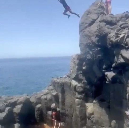 Horror moment Brit tourist tombstones onto rocks in botched stunt leaving him seriously injured at Tenerife beauty spot