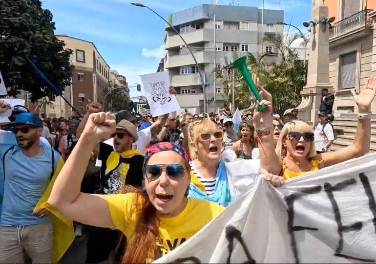 Thousands of anti-tourist protesters take to the streets in Tenerife as they demand freeze on holidaymakers