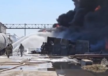 Dramatic moment ‘Ukraine hits Russian oil refinery’ sparking huge inferno as Putin’s train explodes in ‘sabotage attack’