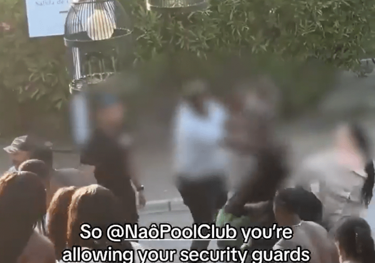 Moment ‘bouncer at top Costa del Sol beach club slaps women before another guard tries to snatch Brit witness’s phone’