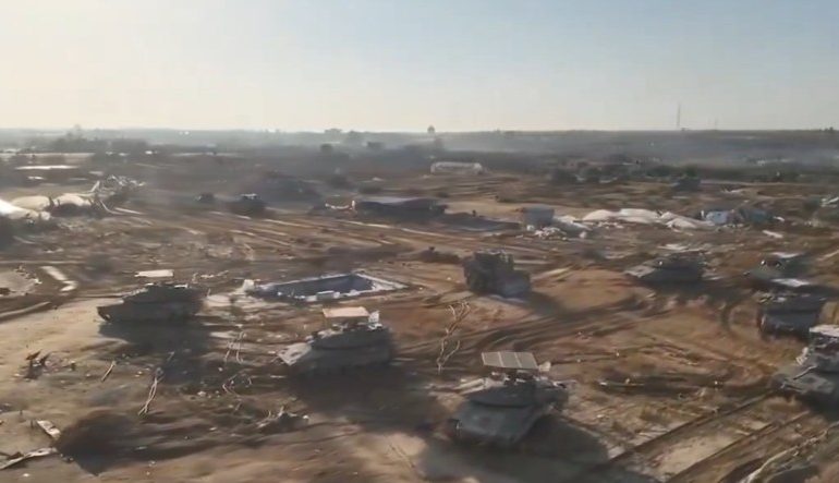 Chilling vid shows DOZENS of Israeli tanks & bulldozers from ‘Iron Tracks’ unit in dead of night ready for Rafah blitz