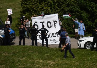 Pro-Palestine protesters spark outrage after massing at Auschwitz death camp during Holocaust Remembrance Day march