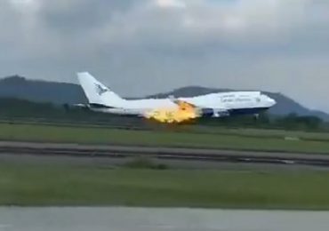 Terrifying moment Boeing passenger plane shoots FLAMES from engine during takeoff in another safety blunder