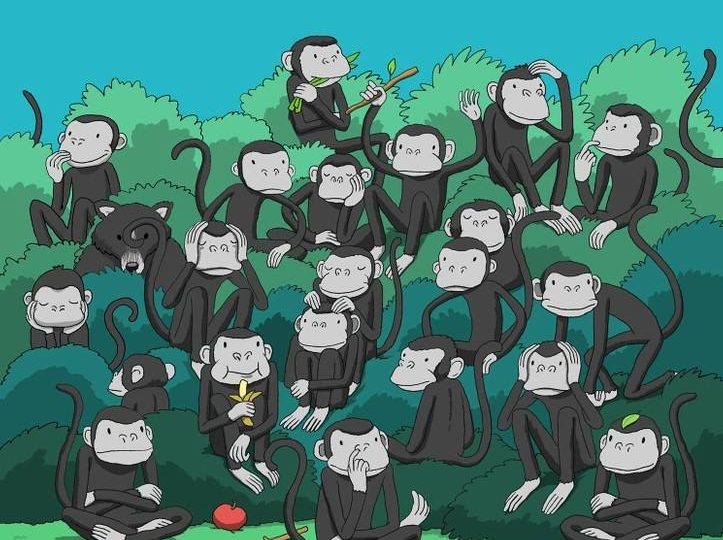 Everyone can see the monkeys – but you have 20/20 vision & a high IQ if you can spot the sneaky bear in 12 seconds