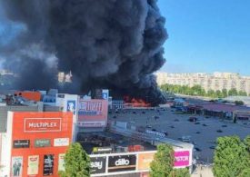 Huge inferno as Russian missiles strike Ukrainian retail park packed with hundreds of civilians leaving many feared dead