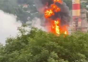 Watch dramatic moment Ukrainian kamikaze drones blitz Russian oil depots sparking inferno in double Black Sea strike