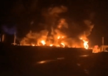 Kamikaze drones blast ANOTHER of Putin’s oil refineries as massive inferno burns through site 200 miles inside Russia