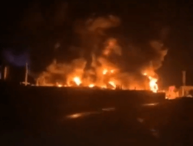 Kamikaze drones blast ANOTHER of Putin’s oil refineries as massive inferno burns through site 200 miles inside Russia