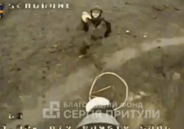 Moment Russian soldier tries to use jerry can full of fuel to shield himself from kamikaze drone – with horrific results
