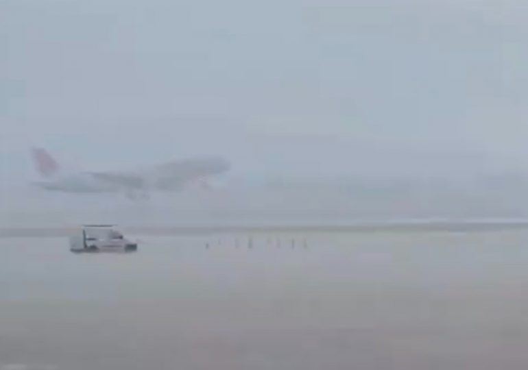 Nerve-wracking moment plane is forced to ABORT landing at flood-stricken Palma airport during devastating Majorca floods