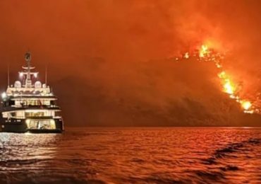 Superyacht crew charged after fireworks shot from 176ft luxury vessel spark wildfires on Greek holiday island