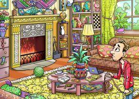 Everyone can see the dinosaur – but you have 20/20 vision and a top IQ if you can find the dog hiding in the living room