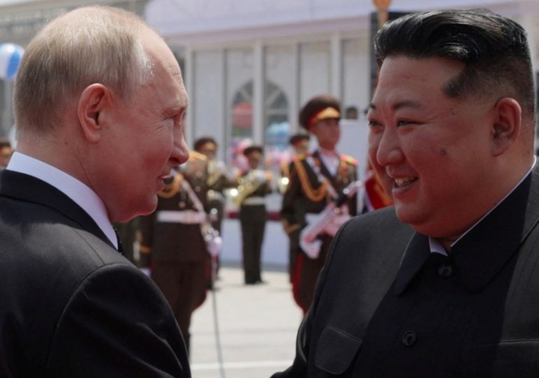 Putin and Kim Jong-un’s love-in turns to WW3 planning as despotic pair sign chilling new ‘aggression’ pact to rival Nato