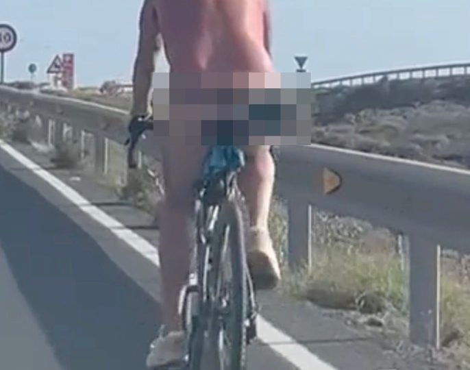 ‘Can’t believe it’ cry locals as ‘tourist’ filmed cycling NAKED through Lanzarote amid anti-visitor fury plaguing Spain