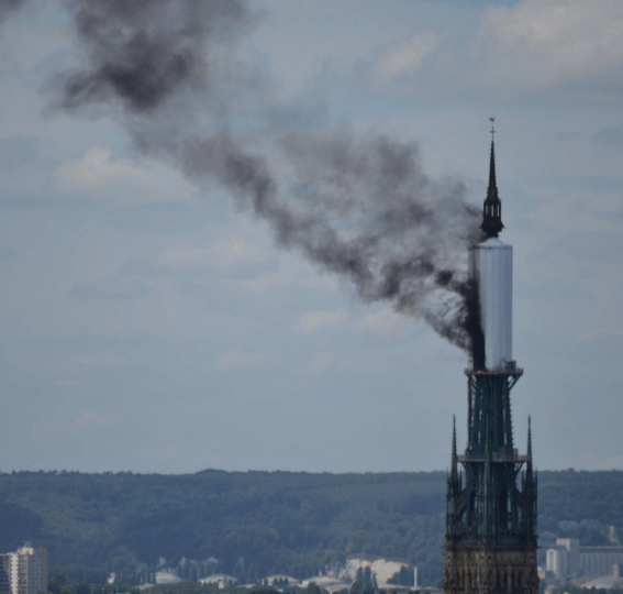 Rouen Cathedral fire: ANOTHER French landmark ablaze as flames seen soaring from spire of 1,000-year-old iconic building