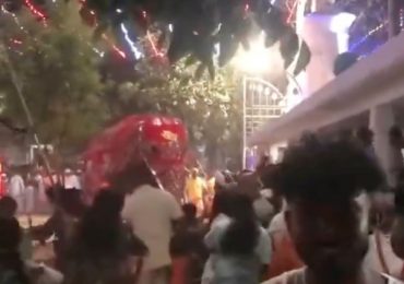 Horror moment elephants go on rampage & stampede injuring 13 people at religious festival in Sri Lanka