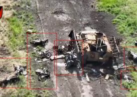 Moment Putin’s troops are blown up on unprotected MOTORBIKES on suicide mission as Ukraine creates ‘armour cemetery’